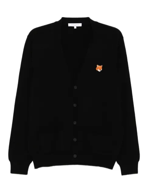 Maison Kitsuné bold fox head patch cardigan Black PM00501KT1181