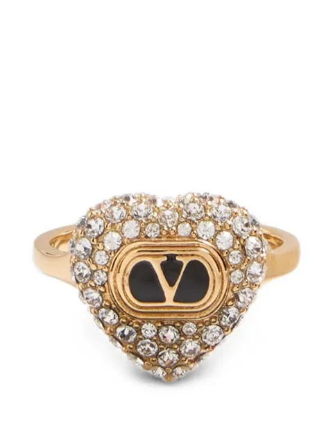 Valentino Garavani Coeur Royal ring in metal, enamel and Swarovski® crystals Gold WJ0BB0VTI
