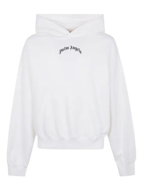 Palm Angels logo-print cotton hoodie White PMBB17EF25FLE0040310