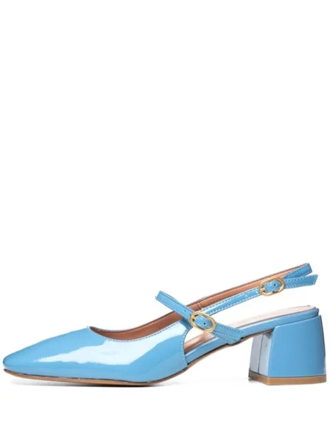 Poche Paris patent-leather buckle pumps Blue FWEMIE500232