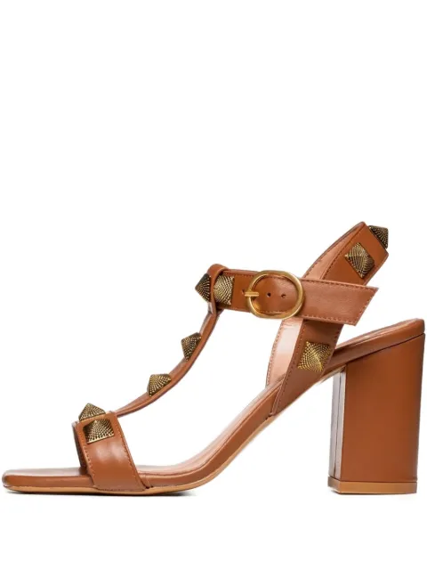 Poche Paris 85mm Lille studded T-bar sandals Brown FWLILLE800303