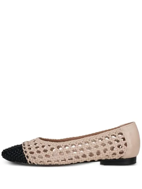 Poche Paris Reine woven cap-toe flat pumps Neutrals FWREINE860130