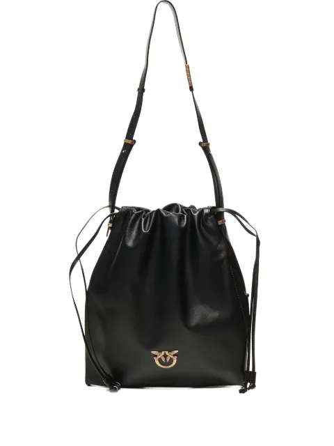 PINKO drawstring leather shoulder bag Black 104359A0QO