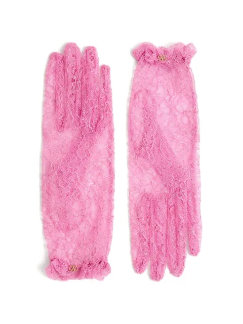 Valentino Garavani Vlogo Signature lace gloves Pink WGD00HFPW