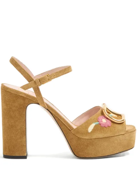 Valentino Garavani v-logo platform floral sandals Brown WS0FG2DPA