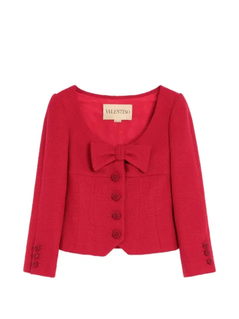Valentino Garavani short jacket in plain wool tweed Red BCE4X590Y
