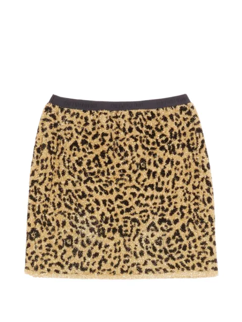 Valentino Garavani jacquard animal print lurex knit short skirt Yellow BKG05S9SM