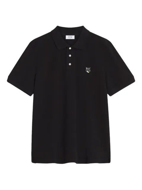 Maison Kitsuné fox-head embroidered polo shirt Black PM00210KP0001