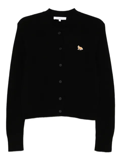 Maison Kitsuné Baby Fox-embroidered patch wool cardigan Black PW00506KT1006