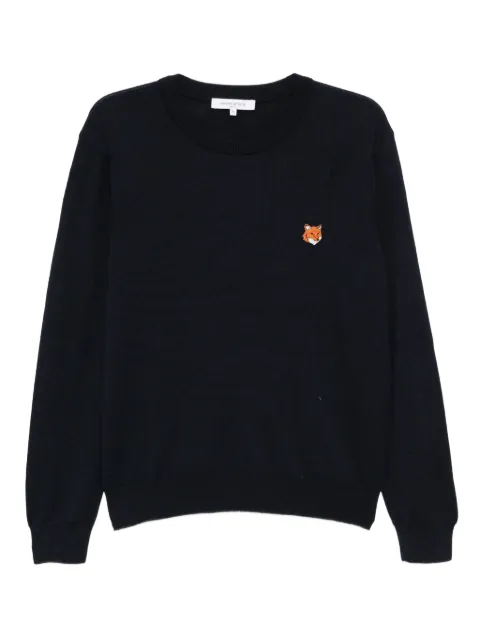 Maison Kitsuné bold fox head patch sweater Blue PM00801KT11810413