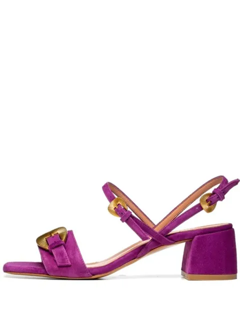 Poche Paris 45mm buckle-embellished block-heel sandals Purple FWELVIE600591