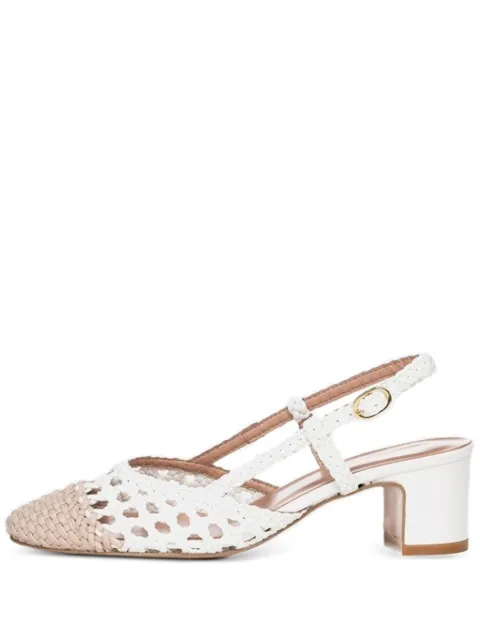 Poche Paris Noemie woven block-heel sandals White FWNOEMIE860136