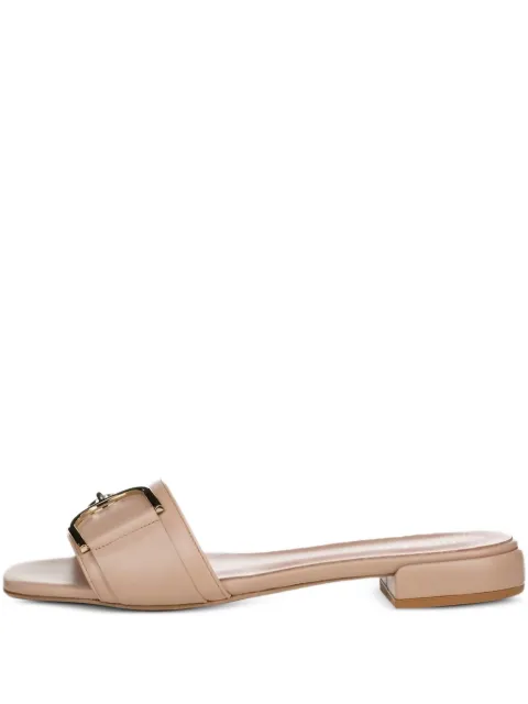 Poche Paris Rose buckle leather slides Neutrals FWROSE500137