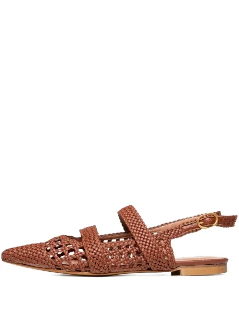 Poche Paris Lena woven pointed-toe pumps Brown FWLENA860303