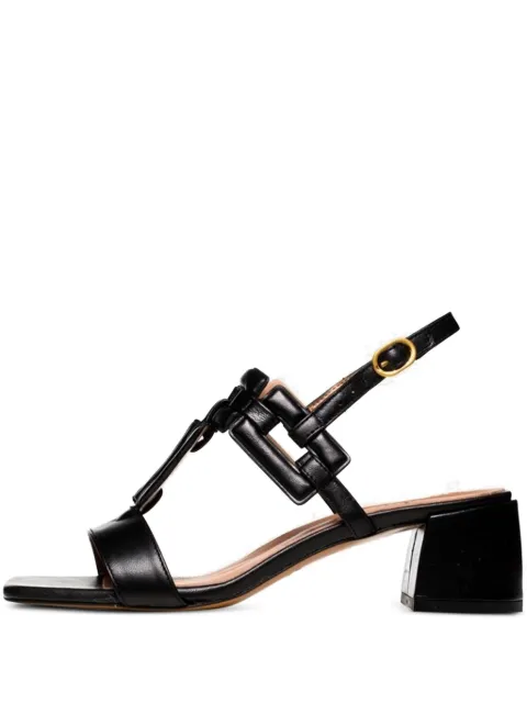 Poche Paris 50mm Valerie buckle-fastening block-heel sandals Black FWVALERIE800250