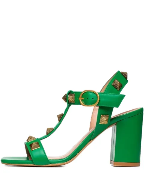 Poche Paris 85mm Lille studded T-bar sandals Green FWLILLE800520