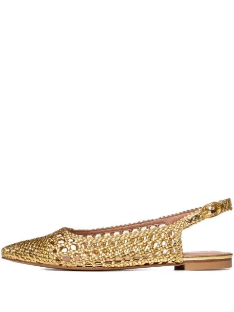 Poche Paris Estelle woven slingback pumps Gold FWESTELLE860532