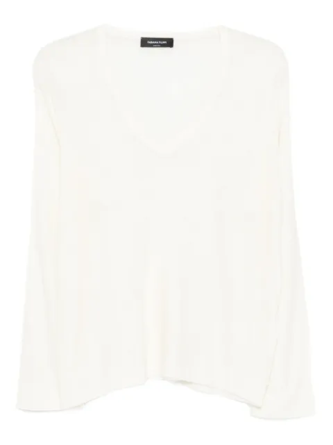 Fabiana Filippi V-neck long-sleeve T-shirt Neutrals MAD215F064L5570000