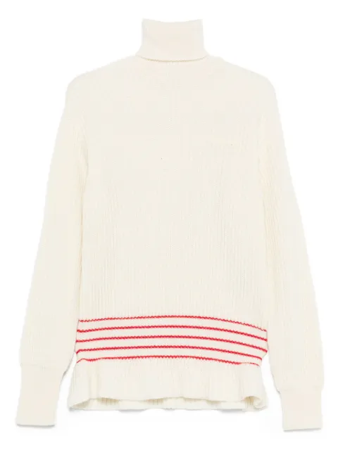 Chloé ribbed turtleneck stripe-detail sweater Neutrals CH25AMP15575107