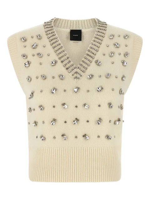 PINKO crystal-embellished V-neck vest Neutrals 105639A2TR