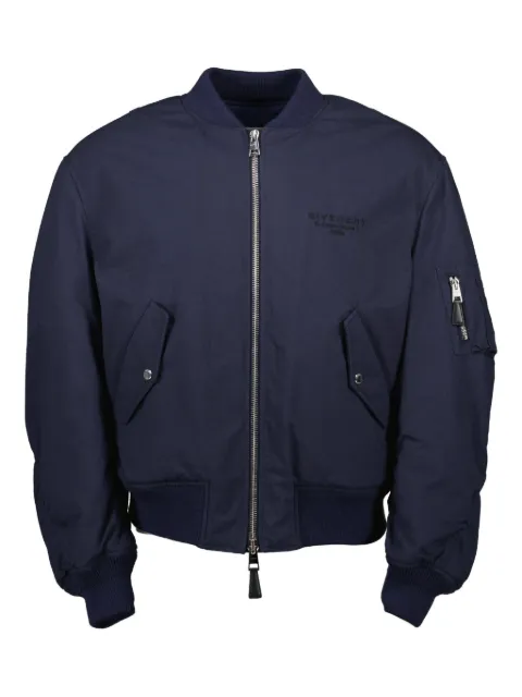Givenchy logo-detail bomber jacket Blue BM01CQ164Z