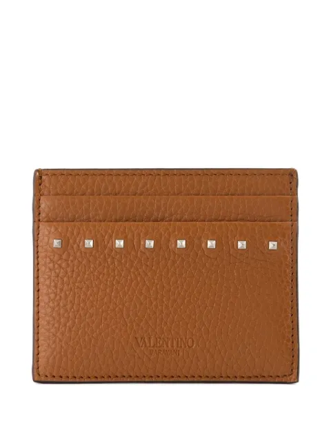 Valentino Garavani Rockstud leather card holder Brown YP0AQ4PDX