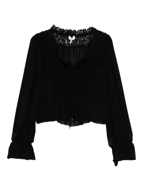 Chloé lace-trimmed pleated blouse Black CH25AHT87117
