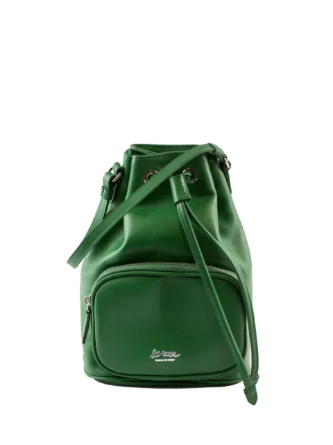 LA ROSE zip leather bucket bag Green 50141