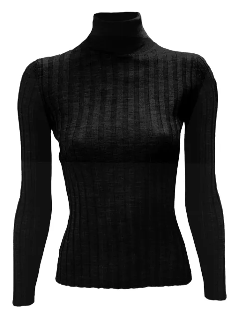 LA ROSE turtleneck ribbed sweater Black J01121