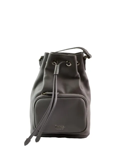 LA ROSE drawstring zip leather bucket bag Grey 50141