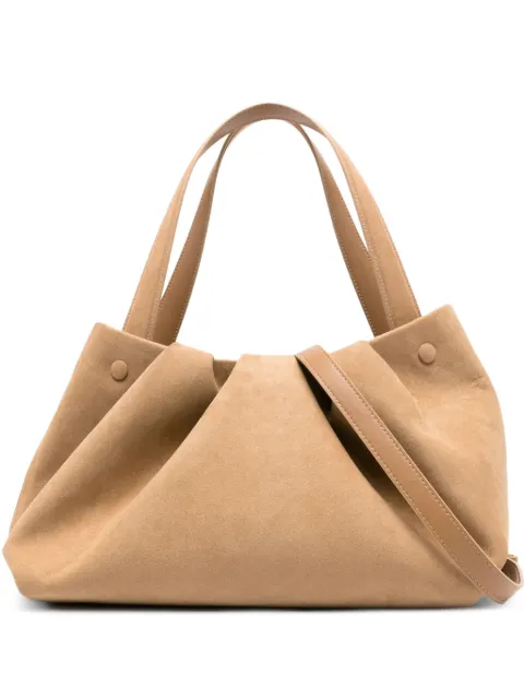 Themoirè pleated suede tote bag Neutrals TMFW25AHSUE124