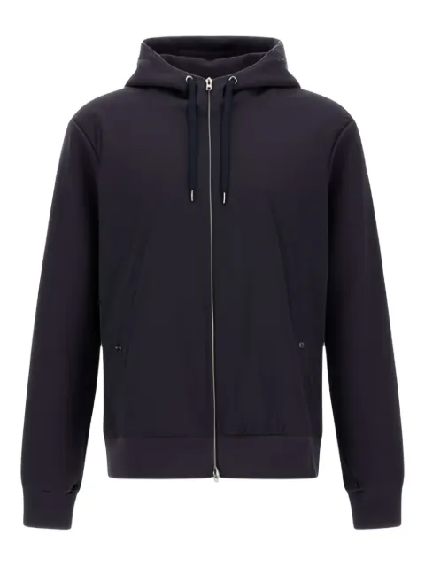 Herno ribbed panelled zip-front hoodie Blue JC00021UR56020