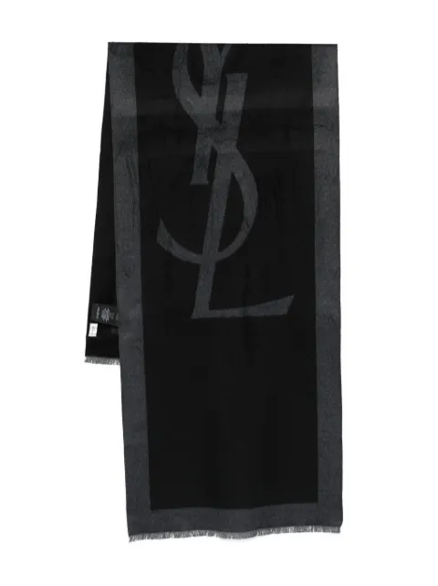 Saint Laurent logo-jacquard silk scarf Black 8358793Y009
