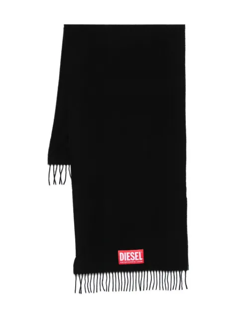 Diesel logo-label fringed scarf Black A175640AKBL