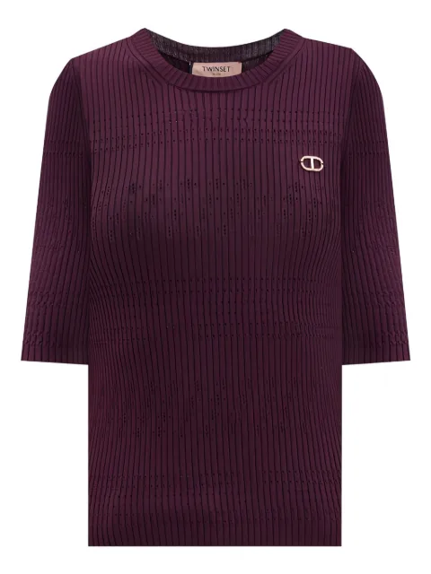 TWINSET ribbed logo-plaque jumper Red 252TP3240