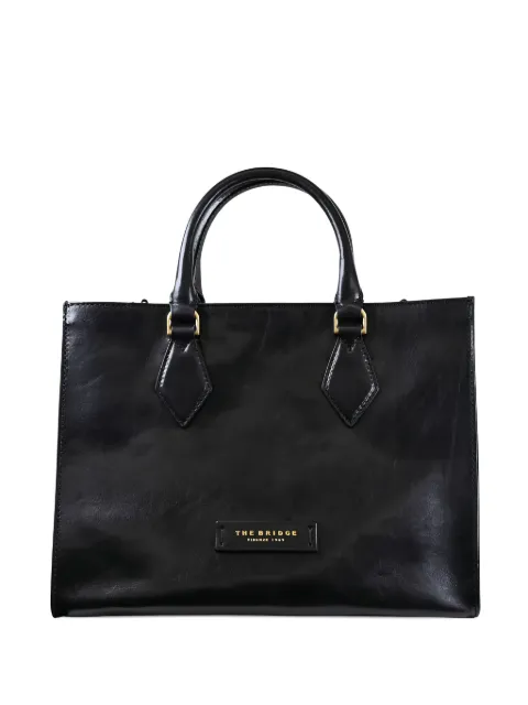 The Bridge diamond-detail leather top-handle tote bag Black 04101501