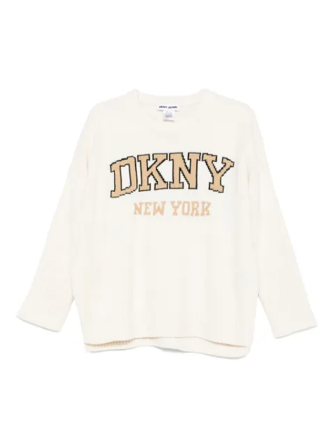 DKNY varsity-logo intarsia sweater White DJ4R0362