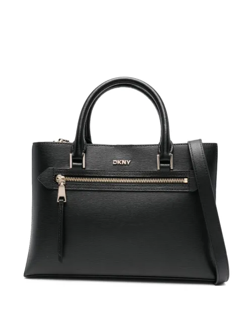 DKNY small logo-plaque tote bag Black R52D3K46