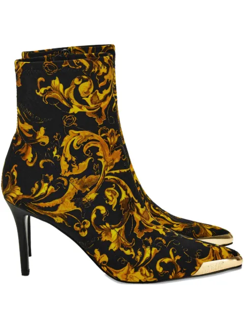 Versace Jeans Couture 90mm Baroque-print stiletto boots Black 79VA3S51ZS371