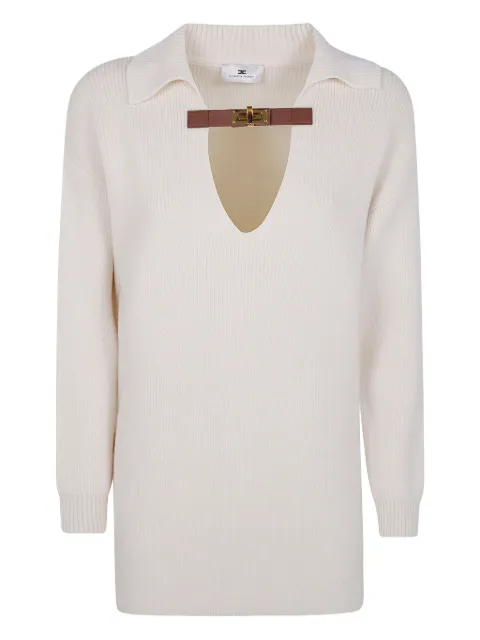 Elisabetta Franchi collar-buckle wool sweater White MK06S56E2