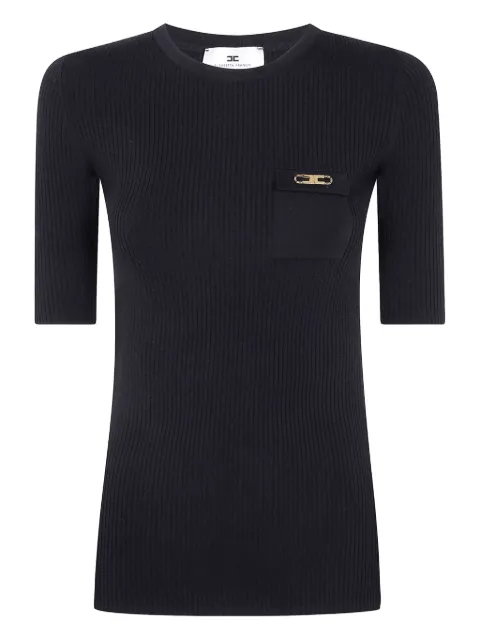 Elisabetta Franchi ribbed chain-embellished top Black MK10B56E2