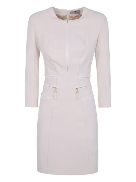 Elisabetta Franchi zip-trimmed pocket midi dress White AB82356E2