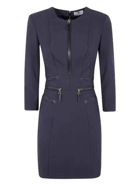 Elisabetta Franchi zip-detail three-quarter sleeve dress Black AB82356E2