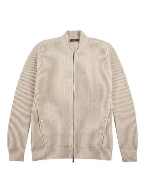 Zanone ribbed zip-up cardigan Neutrals 810241ZN275