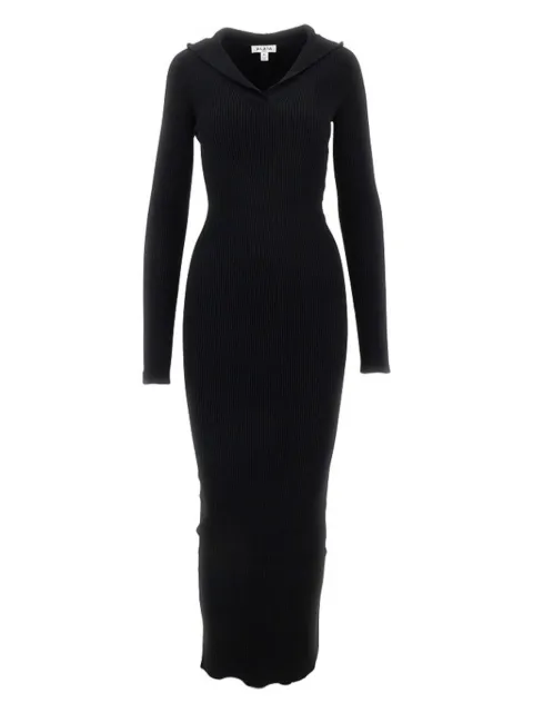 Alaïa hooded ribbed midi dress Black AA9R2580K017A995