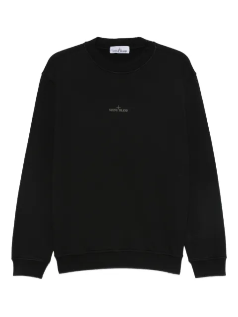 Stone Island logo-embroidered cotton sweatshirt Black K2S156100018S0195