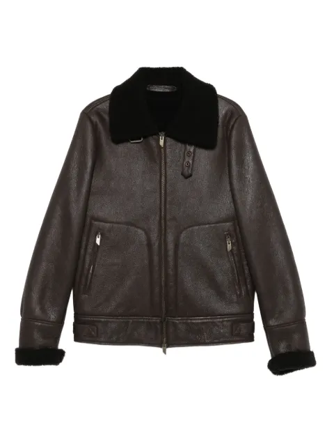 Salvatore Santoro shearling-collar leather jacket Brown 49571U