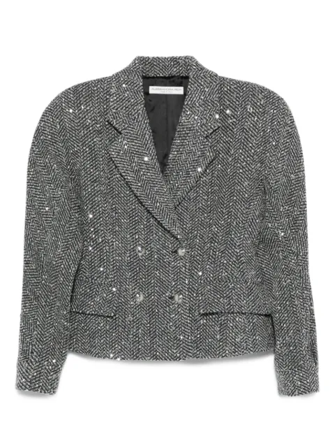 Alessandra Rich sequin-embellished herringbone jacket Grey FABX4143F4593