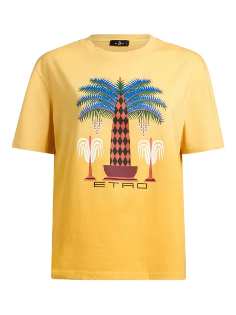 ETRO palm-tree print T-shirt Yellow MRMA0002AKA30