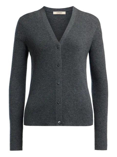 12 STOREEZ ribbed V-neck cardigan Grey 126564